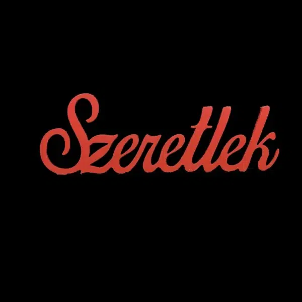 Szeretlek meggypiros tábla - 9cm