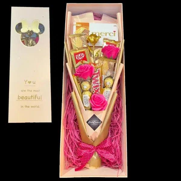 Minnie box csokorral