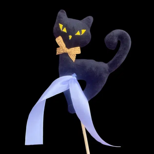 Pálcás macska 17cm - fekete