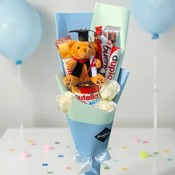 Ballagó fiú maci csokor