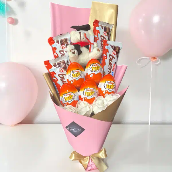 Rózsaszín Ballagó Kinder csokor