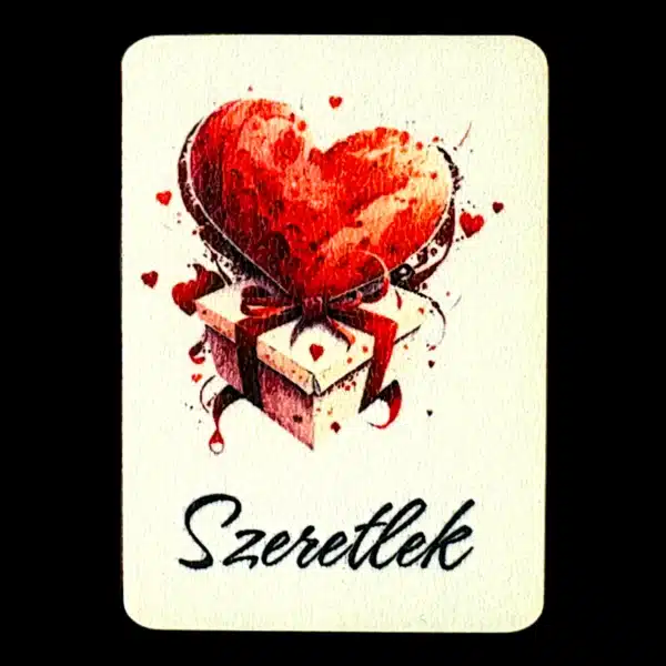 Szeretlek szív & doboz tábla - 7cm