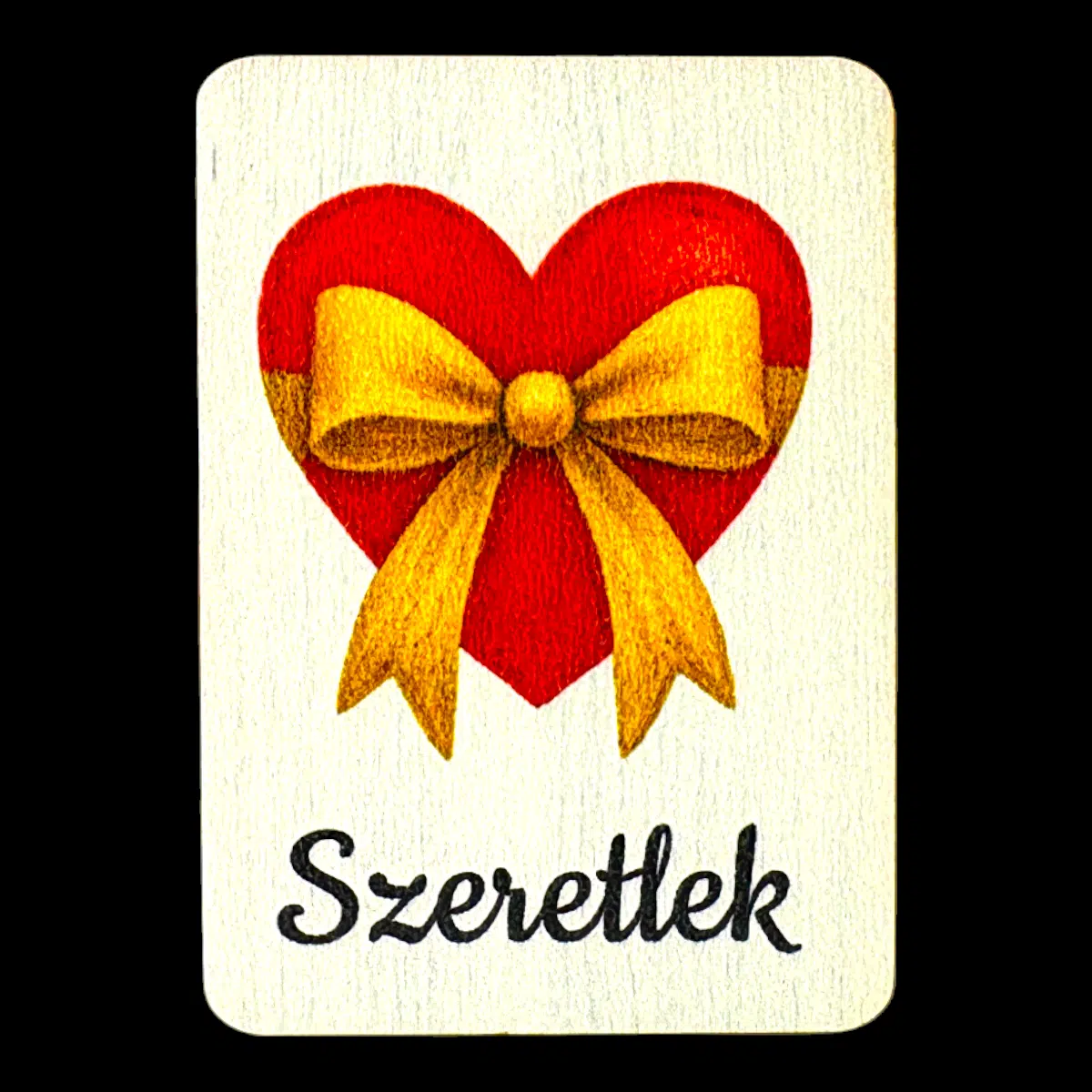 Szeretlek masnis szív tábla - 7cm