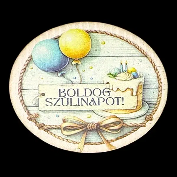 Boldog Szülinapot ovál tábla - 8cm