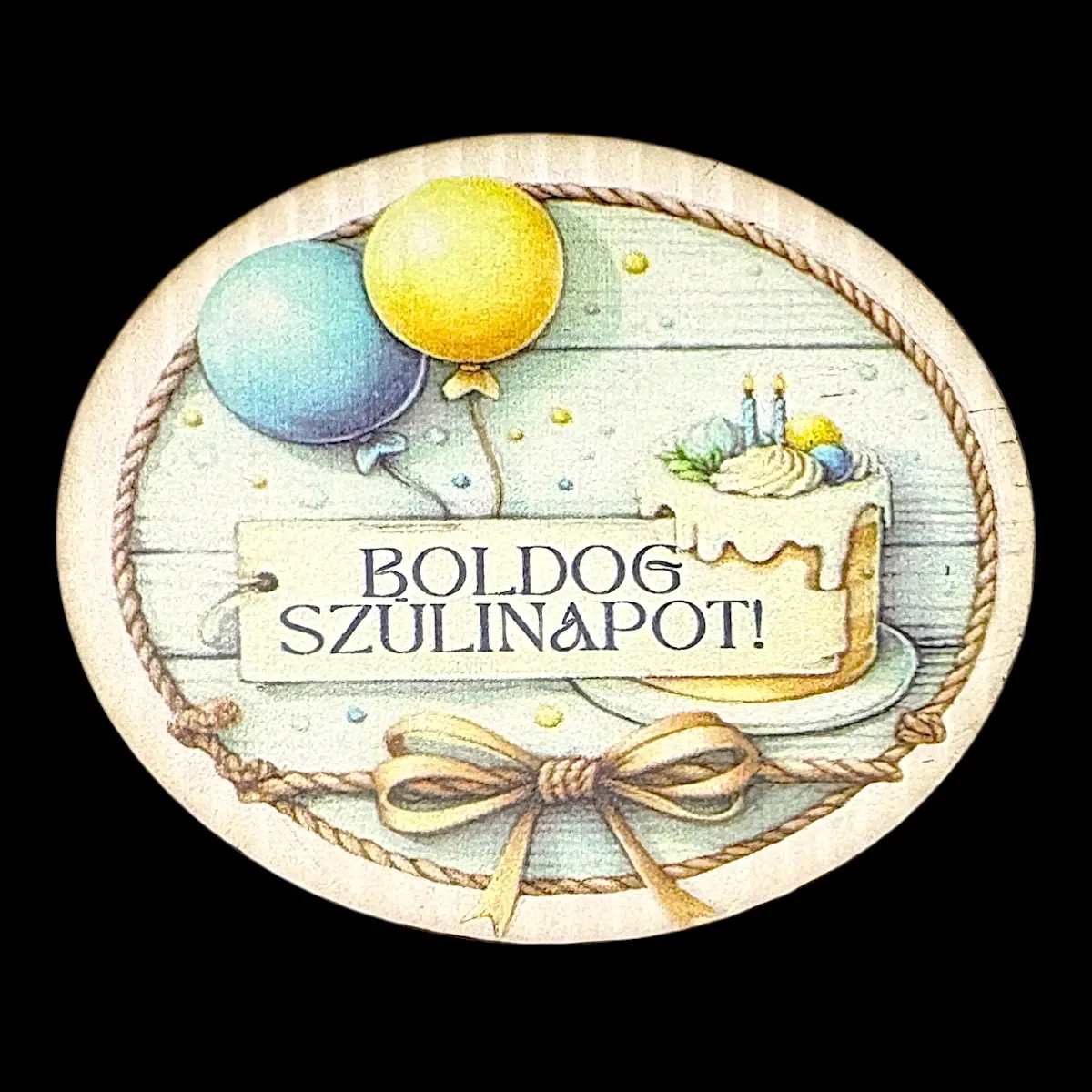 Boldog Szülinapot ovál tábla - 8cm