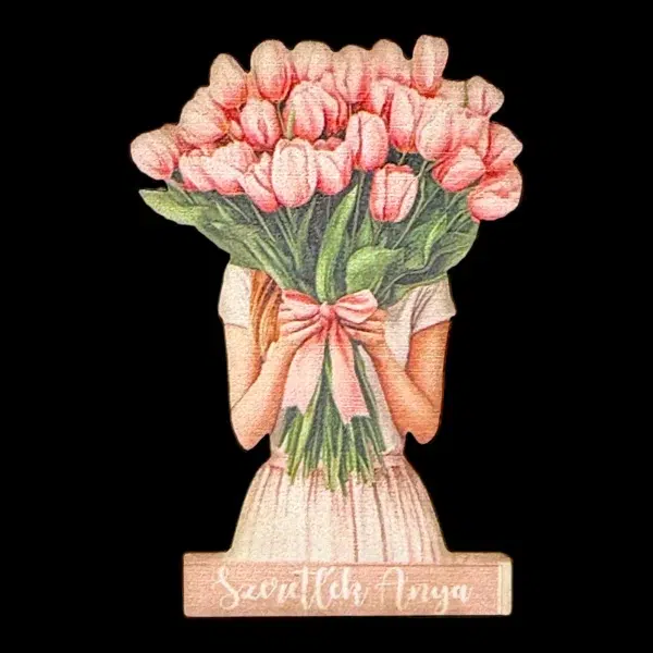 Szeretlek Anya tulipános - 8cm