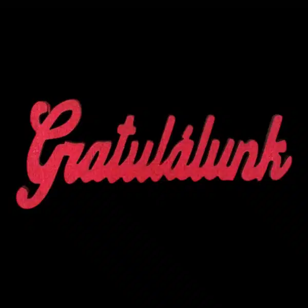 Gratulálunk felirat 10cm - piros