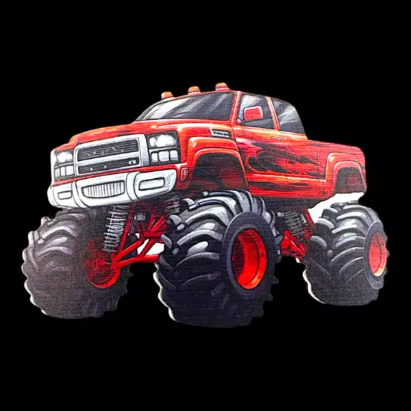 Monster truck tábla - 9cm - piros