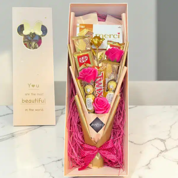 Minnie box csokorral